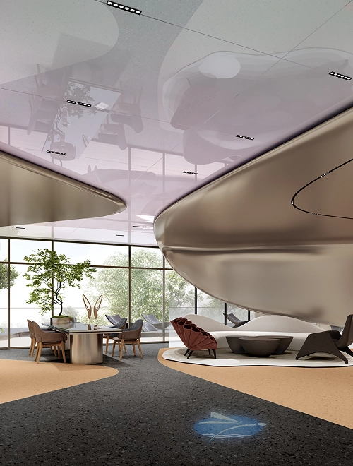 Sculptural lounge illustrating the design vision for The Bay Interiors by Missoni